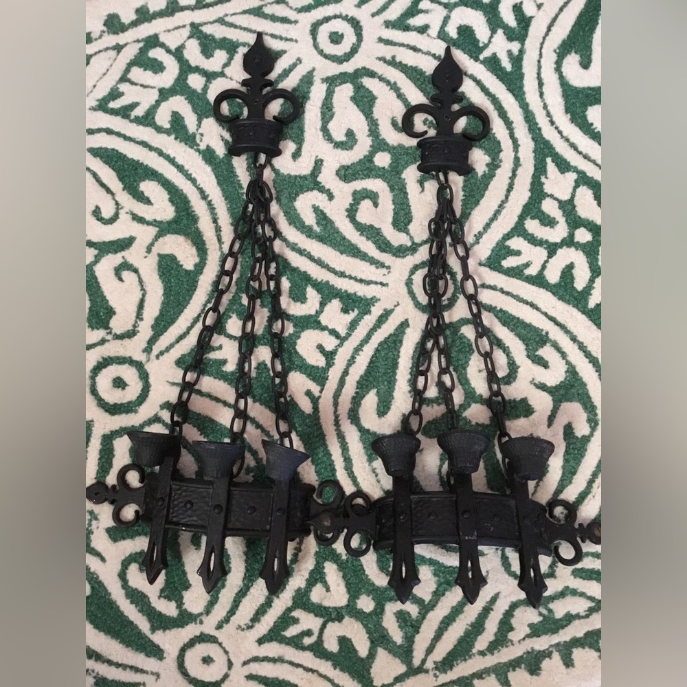 Vintage Sexton Metal Wall Candle Holders Decor GUC rare find